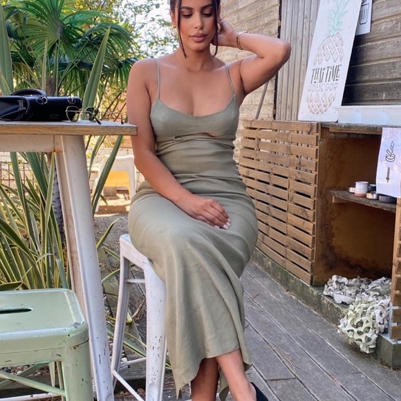 NWT Zara Cut Out Linen Blend Dress - Picture 12 of 13